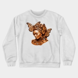 Wooden Carving of a Braided African Woman Crewneck Sweatshirt